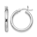 Sterling Silver Rhodium-plated Polished Hinged Hoop Earrings, 19 x 2.5 mm