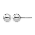 Sterling Silver RH-plated 7mm Polished Ball Post Earrings, 7 x 7 mm