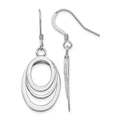 Sterling Silver Rhod-pltd  Polished Shepherd Hook Dangle Earrings, 40 x 15.02 mm