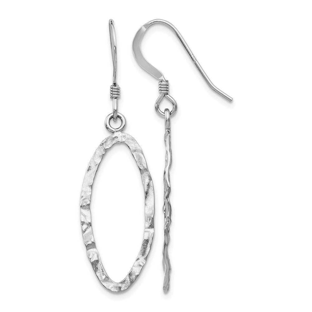 Sterling Silver Rhodium-plated D/C Shepherd Hook Dangle Earrings, 43 x 11.68 mm