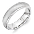 Vitalium Stone Finish Center Grooved Polished Edge 6mm Band, Size 10, 6 mm