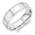 Vitalium Polished 7mm Ridged Edge Flat Band, Size 8, 7 mm