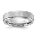 Vitalium Grain Finish Center Ridged Edge Flat 6mm Band, Size 10, 6 mm