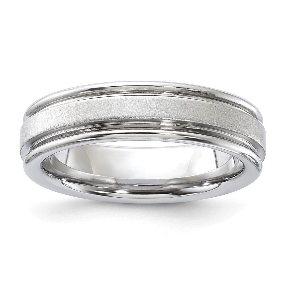 Vitalium Satin Finish Center Rounded Edge 6mm Band, Size 10, 6 mm