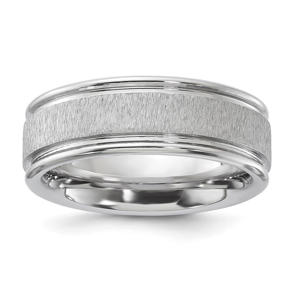 Vitalium Cross Grain Finish Center Rounded Edge 8mm Flat Band, Size 10, 8 mm