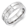 Vitalium Brushed Center Grooved 8mm Beveled Edge Band, Size 10, 8 mm