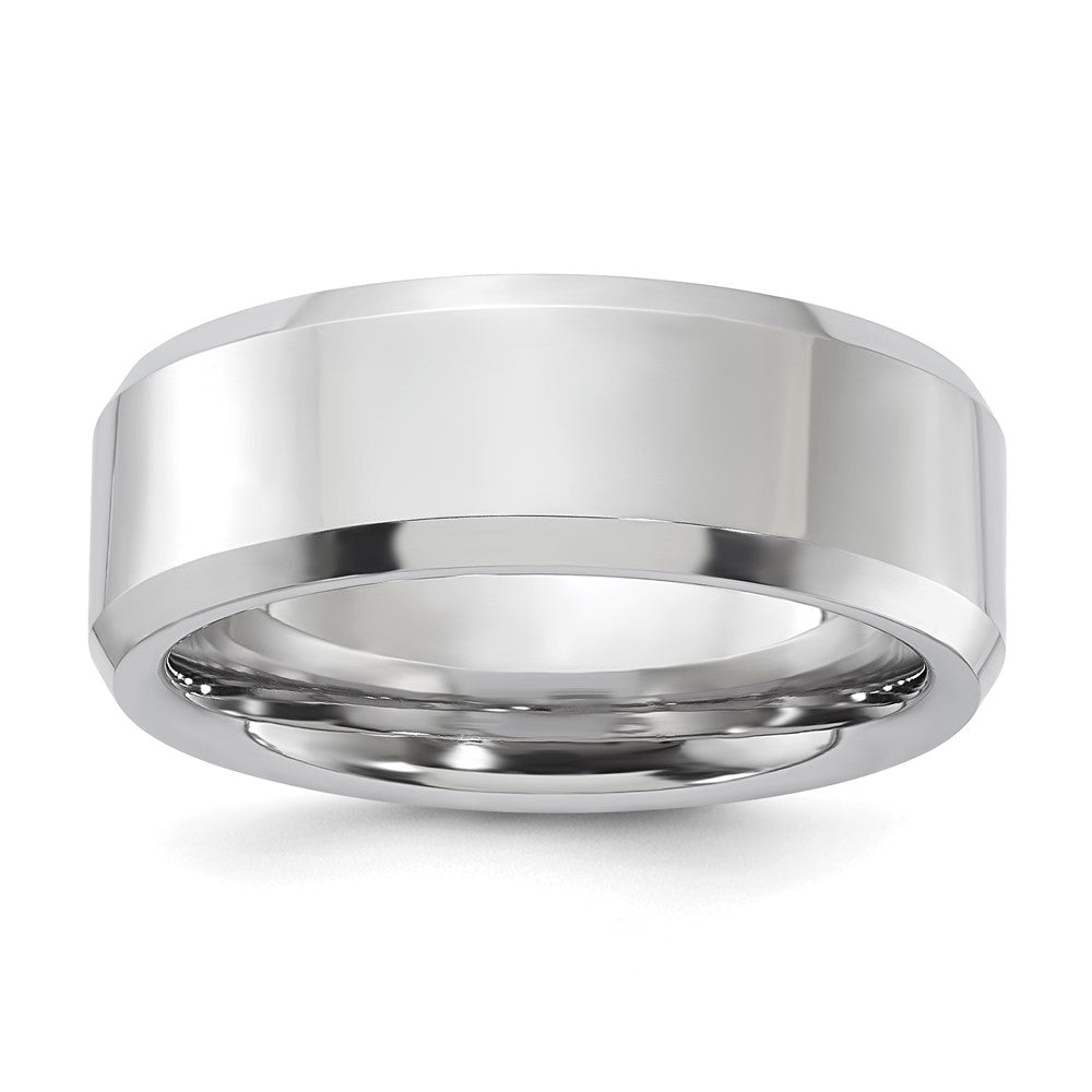 Vitalium Polished 8mm Beveled Edge Band, Size 9.5, 8 mm
