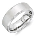 Vitalium Cross Satin Center 8mm Beveled Edge Band, Size 10, 8 mm