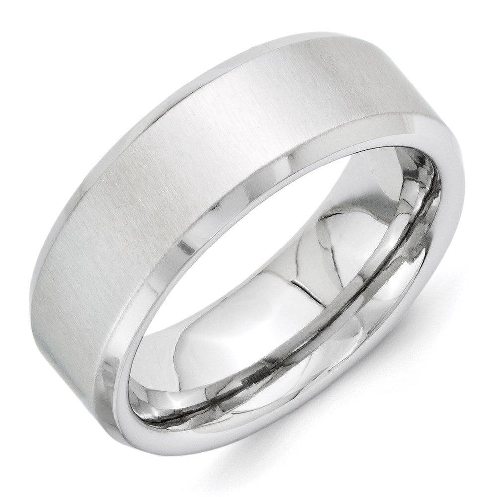Vitalium Cross Satin Center 8mm Beveled Edge Band, Size 10, 8 mm