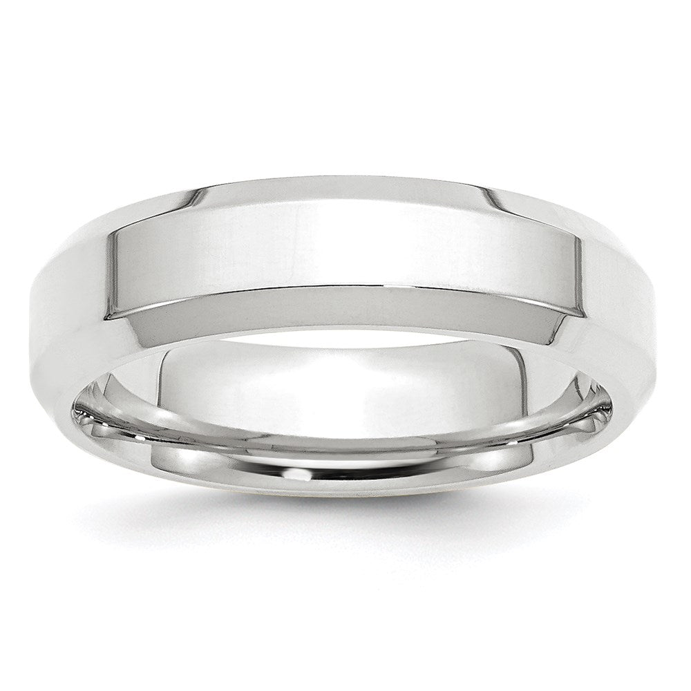 14k White Gold 6mm Beveled Edge Comfort Fit Wedding Band Size 8.5, 6 mm, 7.72 g - ID5S9WBE060-8.58L7