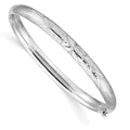 14k 3/16 White Gold Florentine 5mm Hinged Baby Bangle, 6 x 5 mm