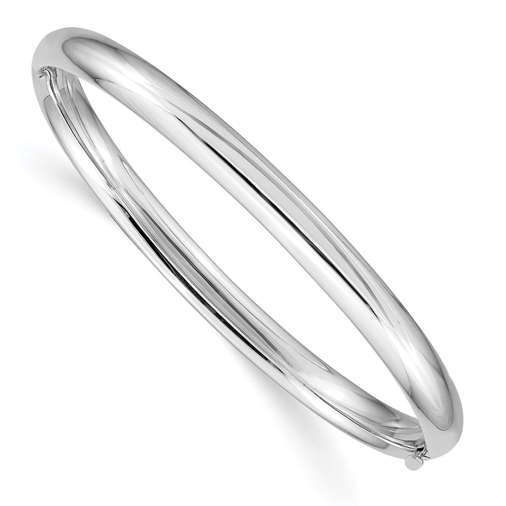 14k 3/16 White Gold 5mm Hinged Baby Bangle, 6 x 5 mm