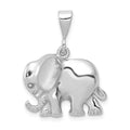 14k White Gold Polished Elephant Charm, 26.2 x 20 mm