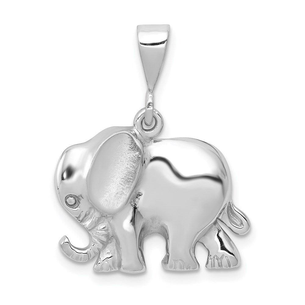 14k White Gold Polished Elephant Charm, 26.2 x 20 mm