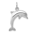 14k White Gold Dolphin Charm, 23 x 15 mm