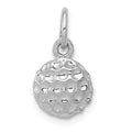 14k White Gold Domed Golf Ball Charm, 15 x 9 mm