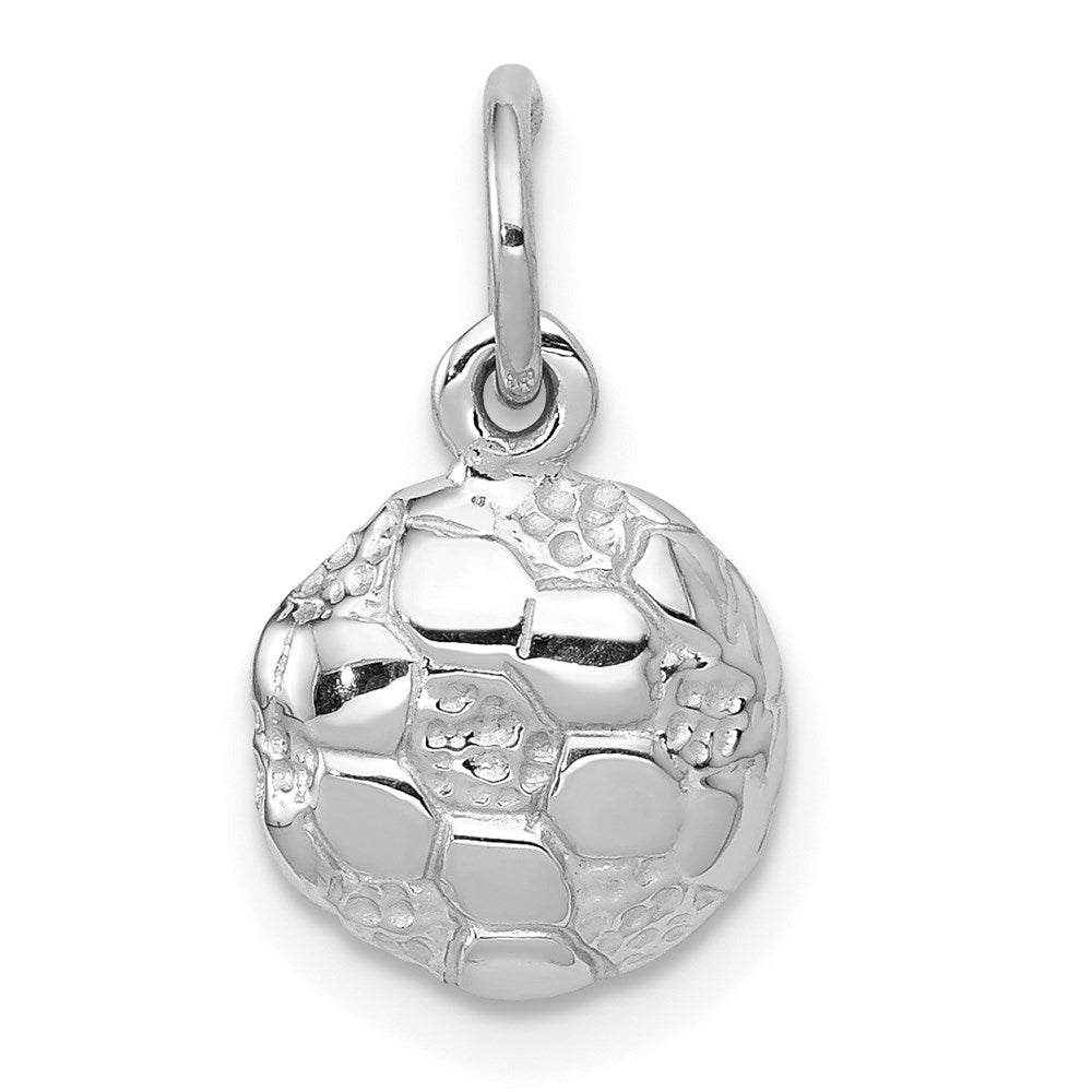 14k White Gold Domed Soccer Ball Charm, 16 x 9 mm
