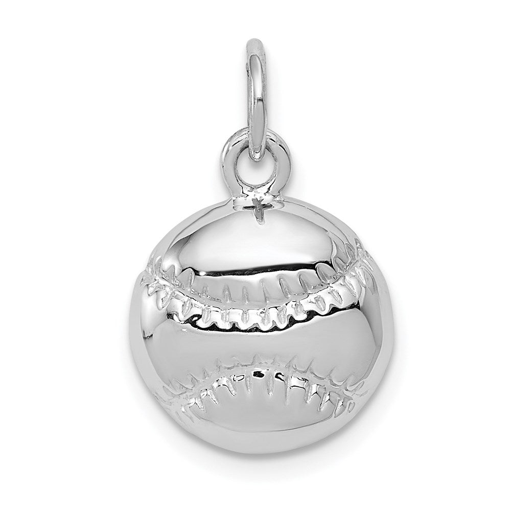 14k White Gold Baseball Charm, 20 x 11 mm