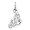14KW White Gold Casted Script Letter A Initial Charm, 13.35 x 8.58 mm