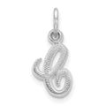 14KW White Gold Casted Script Letter C Initial Charm, 13.03 x 7.47 mm