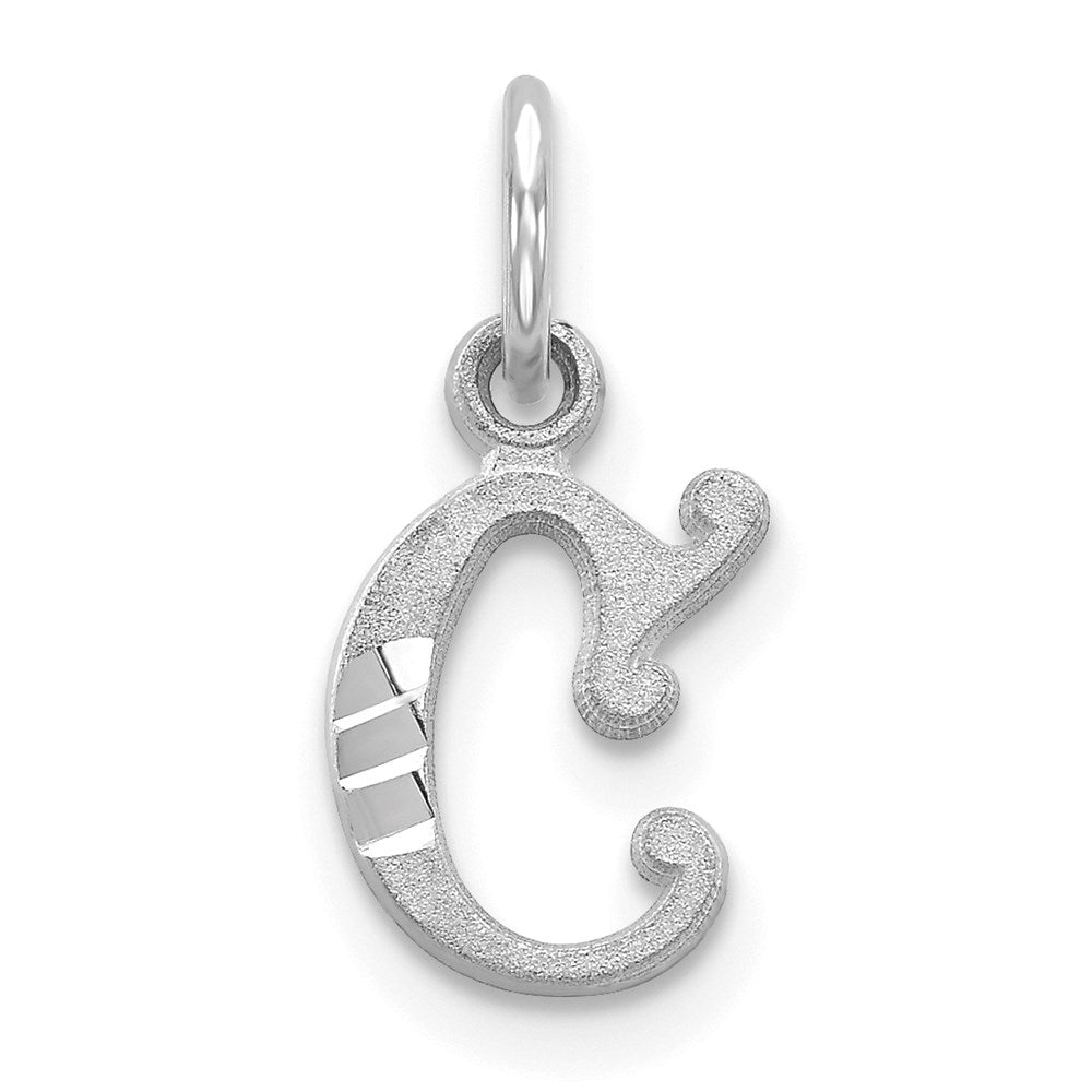 14KW Diamond-cut Letter C Initial Charm, 12.2 x 7.96 mm