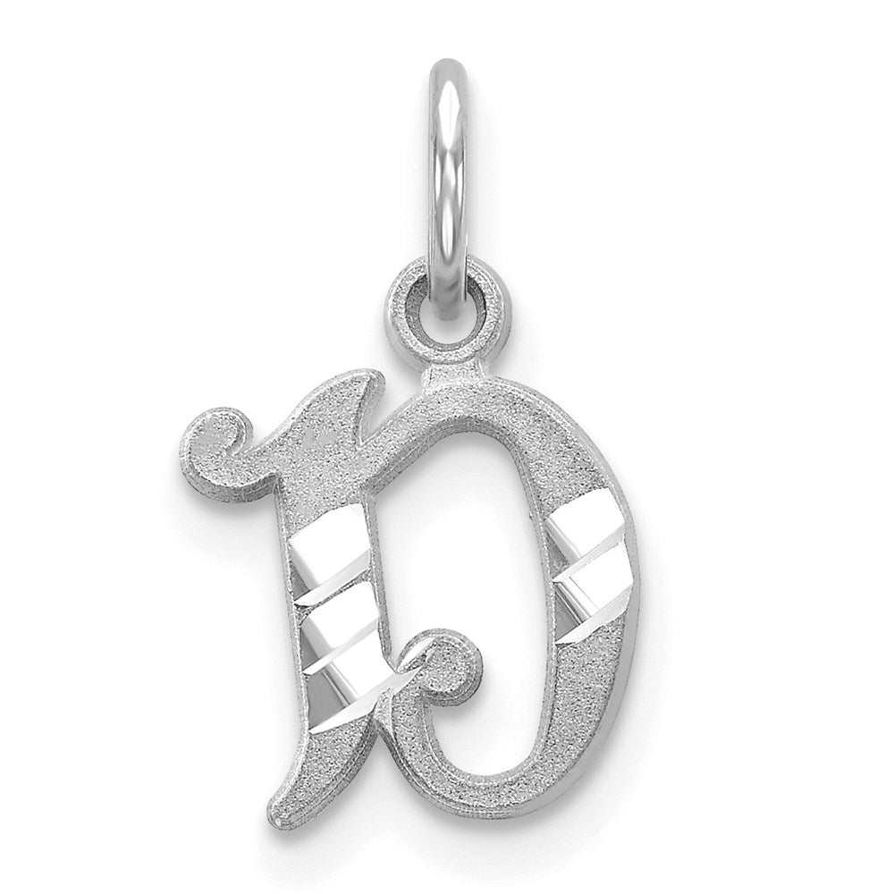 14KW Diamond-cut Letter D Initial Charm, 13.31 x 9.31 mm