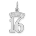 14k White Gold SWEET 16 Charm, 18 x 11 mm