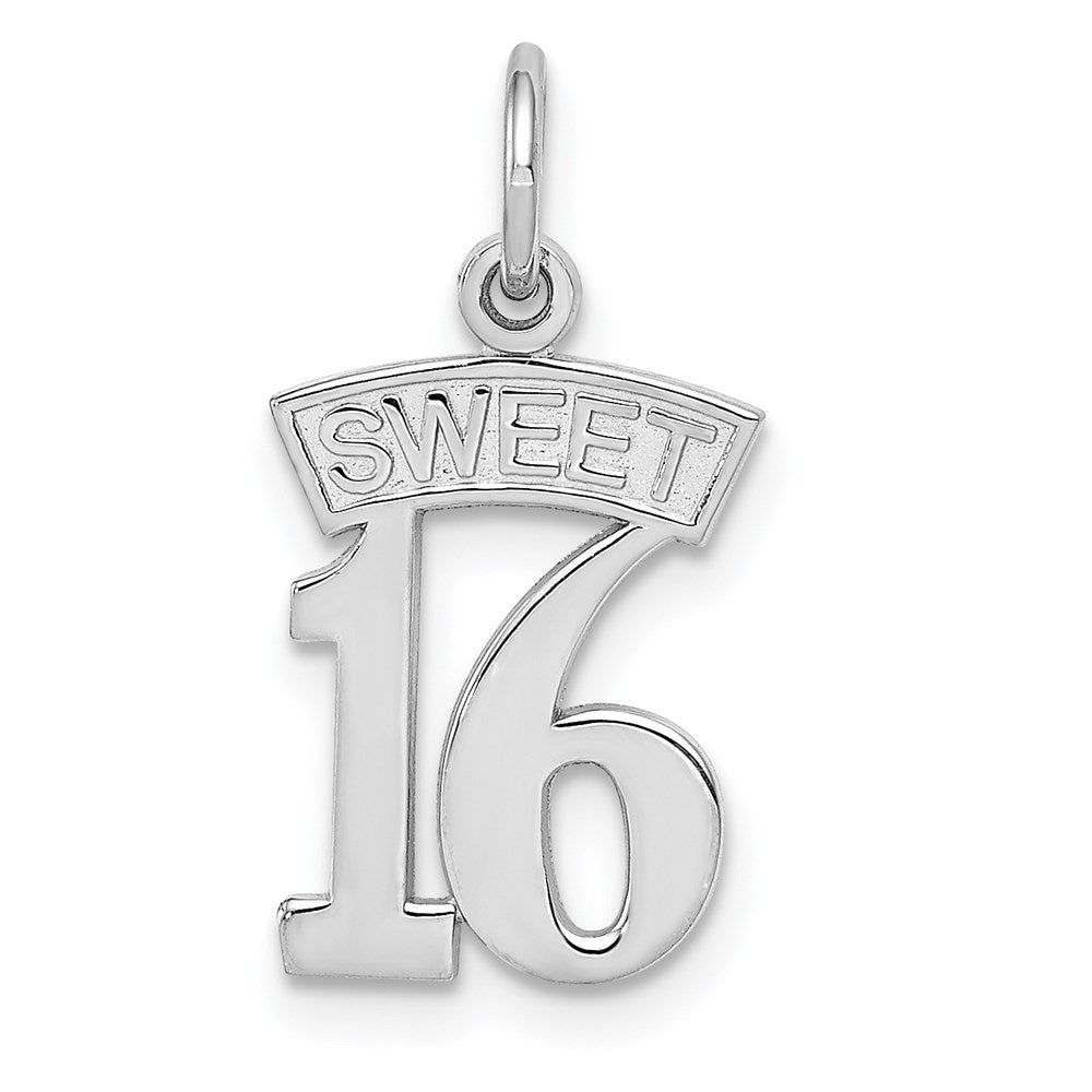 14k White Gold SWEET 16 Charm, 18 x 11 mm