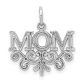 14k White Gold MOM Charm, 19.75 x 19 mm