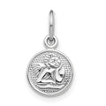 14k White Gold Small Polished Angel Round Charm, 11 x 8.5 mm