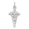 14k White Gold 3-D Caduceus Charm, 16 x 11 mm