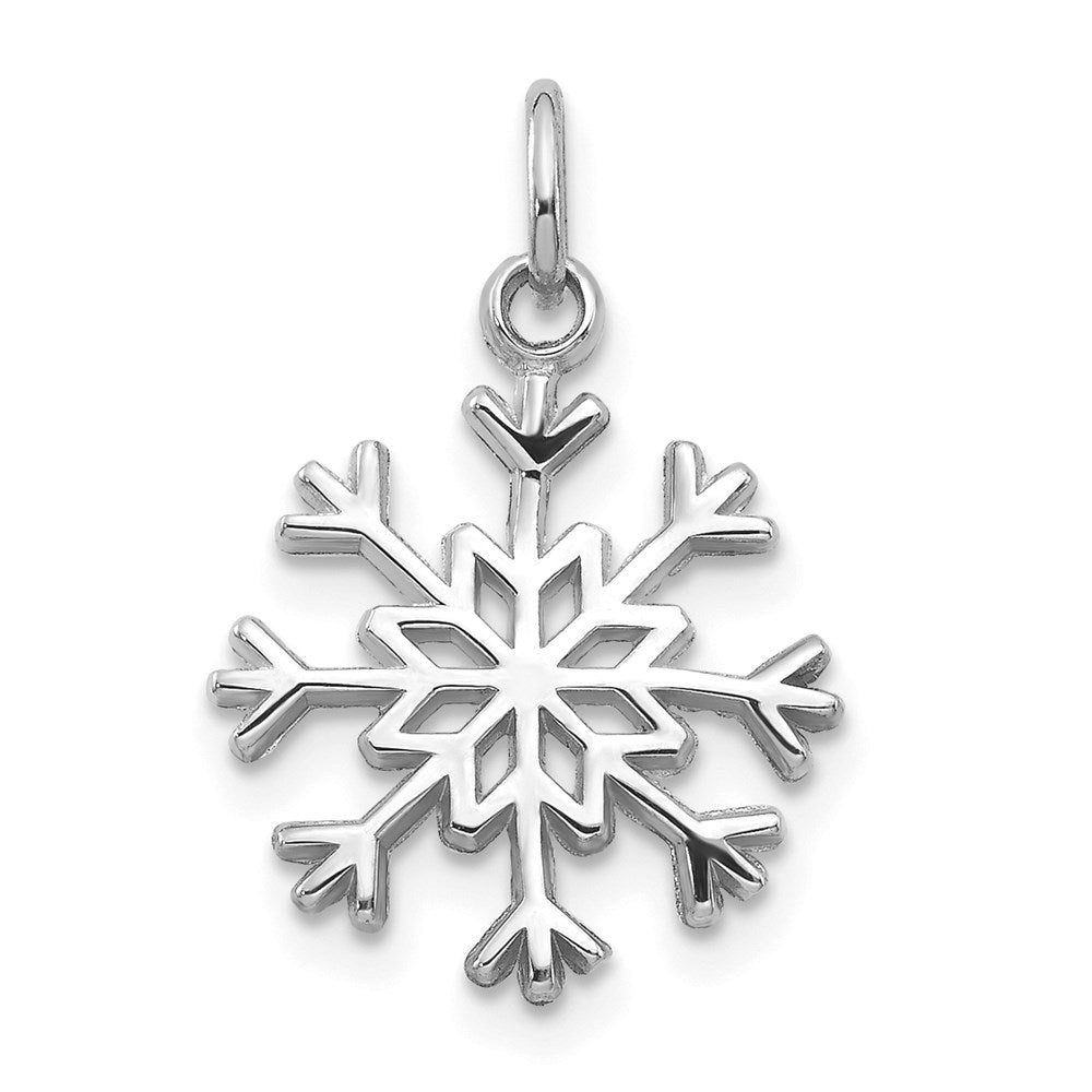 14k White Gold Snowflake Charm, 21 x 14 mm