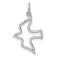 14k White Gold Cut-out Dove Charm, 25 x 15 mm