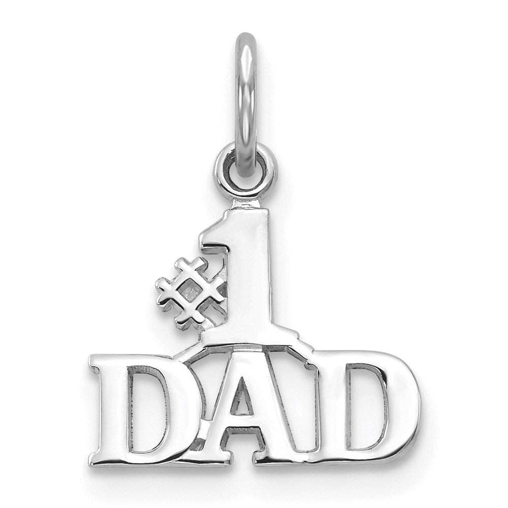 14k White Gold #1 DAD Charm, 17 x 14 mm