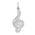 14K White Gold Treble Clef Charm, 29.11 x 11.2 mm