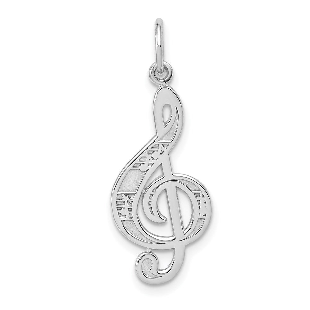 14K White Gold Treble Clef Charm, 29.11 x 11.2 mm