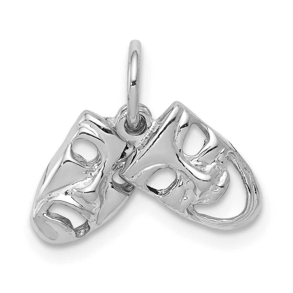 14k White Gold Comedy/Tragedy 2-Piece Charm, 14 x 11 mm