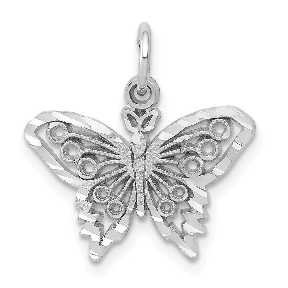 14k White Gold Butterfly Charm, 18 x 17 mm
