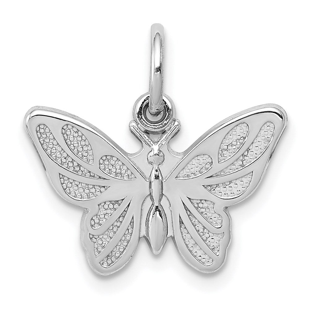 14k White Gold Butterfly Charm, 16 x 16.5 mm
