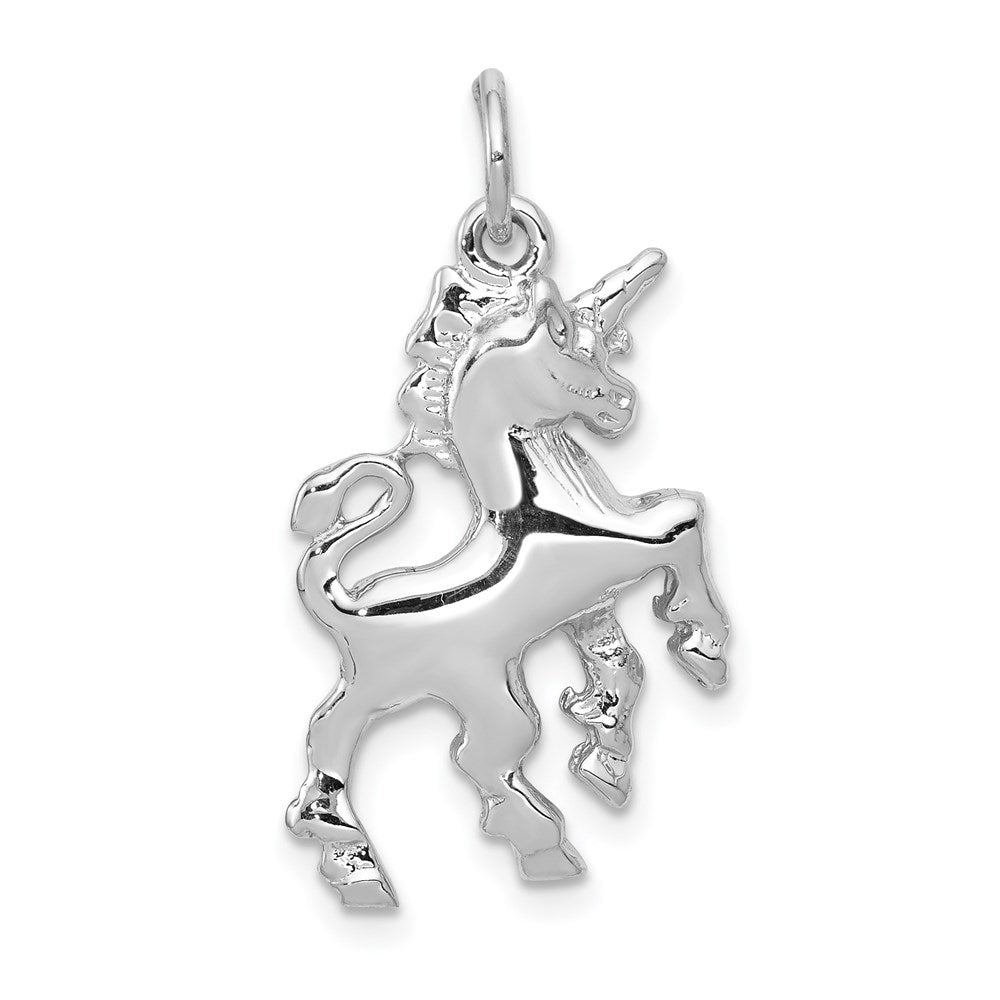 14k White Gold Unicorn Charm, 25 x 16 mm