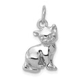 14k White Gold Cat Charm, 21 x 11 mm