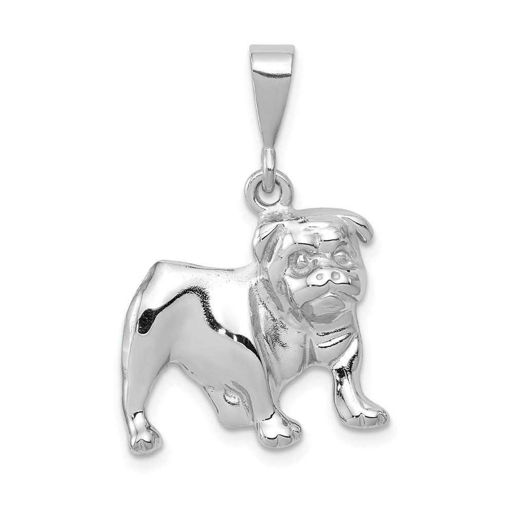 14k White Gold Bulldog Pendant, 29 x 20 mm