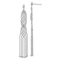 14K White Gold Fringe Beaded Chain Dangle French Hook Earrings, 73 x 11 mm