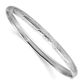 14k 3/16 White Gold Florentine Engraved 5.00mm Hinged Round Bangle Bracelet, 7 x 5 mm