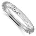 14k 5/16 White Gold Florentine Engraved 8.00mm Hinged Round Bangle Bracelet, 7 x 8 mm