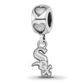 Sterling Silver Rh-plated LogoArt Chicago White Sox Logo Heart Bead, 0.5 x 0.5 mm