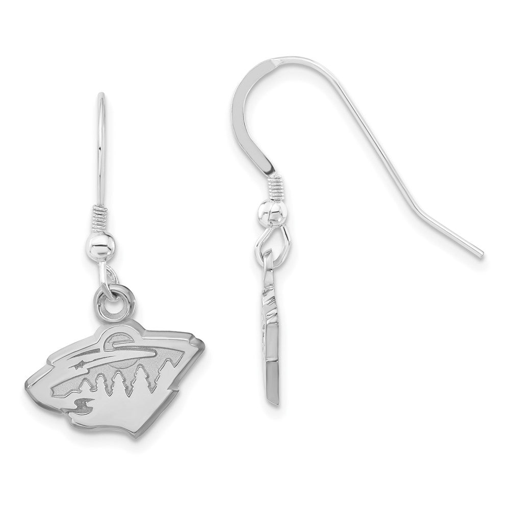 Sterling Silver NHL Minnesota Wild Polished Logo Dangle Earrings, 29.7 x 15.9 mm