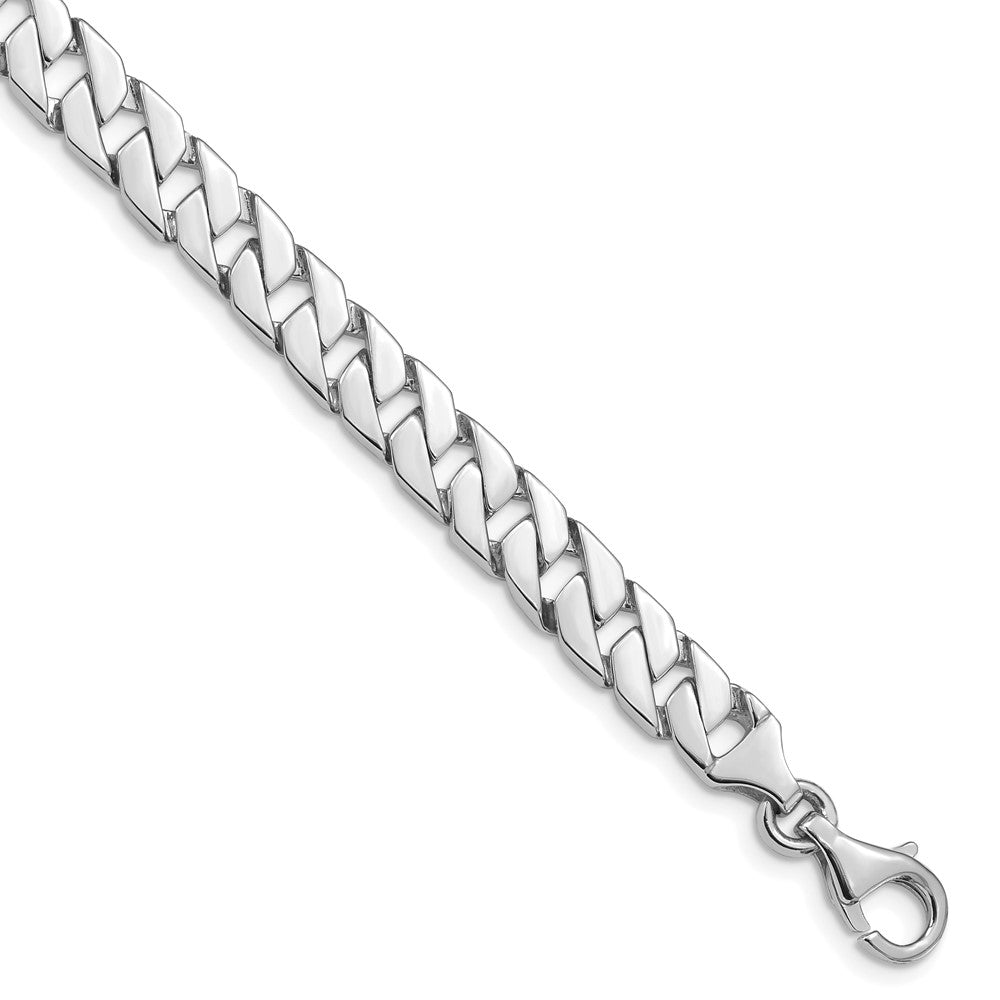 14K White Gold 8 inch 7.4mm Hand Polished Fancy Link with Fancy Lobster Clasp Bracelet, 1 x 7.4 mm