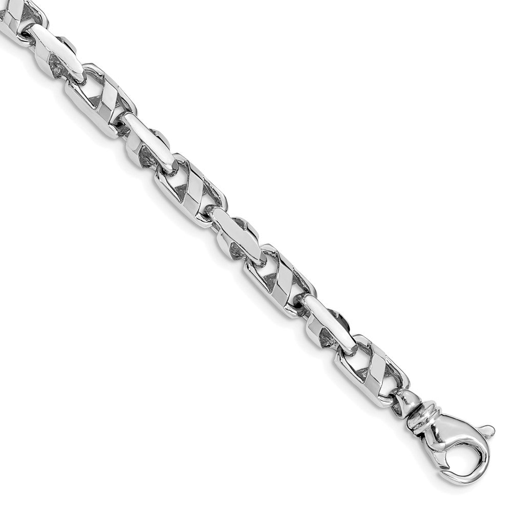 14K White Gold 8 inch 5.5mm Fancy Link with Fancy Lobster Clasp Bracelet, 1 x 5.5 mm