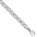 14K White Gold 8 inch 7mm Hand Polished Fancy Link with Fancy Lobster Clasp Bracelet, 1 x 7 mm